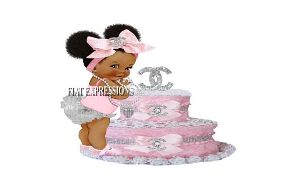 Chic Sassy Pink Diaper Cake Baby Shower Centerpiece and Gift