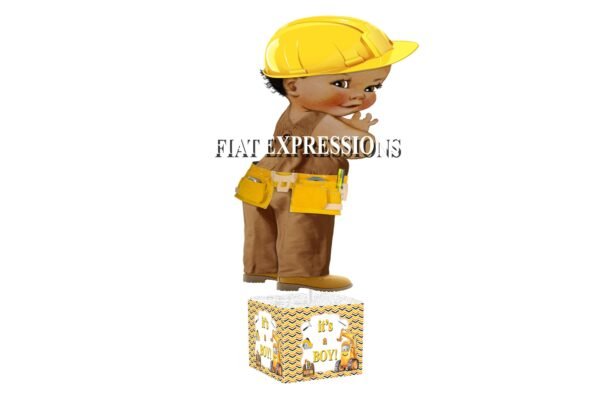 Construction Boy & Toolbox Baby Shower Table Centerpiece