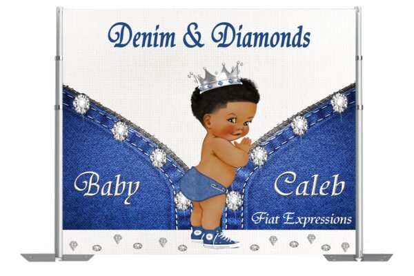 Denim & Diamonds Boy Baby Shower Poster Backdrop Digital File