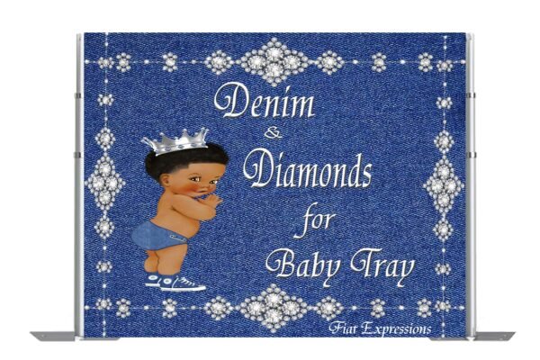 Denim & Diamonds for a Boy Baby Shower Poster Backdrop Digital File