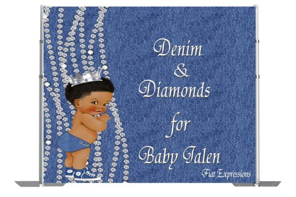 Denim & Diamonds for this Little Boy Baby Shower Poster Backdrop Digital File