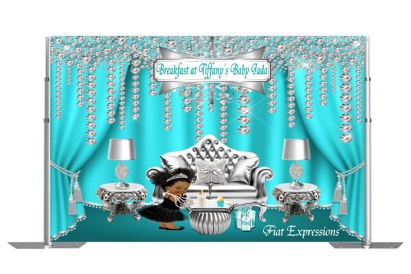 Breakfast at Tiffany's Girl & Cupcake Baby Shower Backdrop, Baby Shower Poster, Baby Shower Sign, Baby Shower Prop Digital