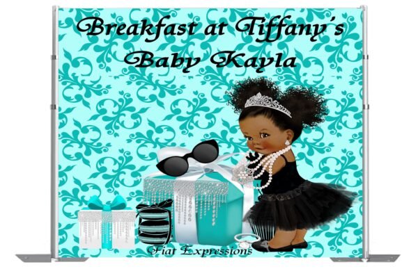 Breakfast at Tiffany's Girl & Ring Baby Shower Backdrop, Baby Shower Poster, Baby Shower Sign, Baby Shower Prop Digital