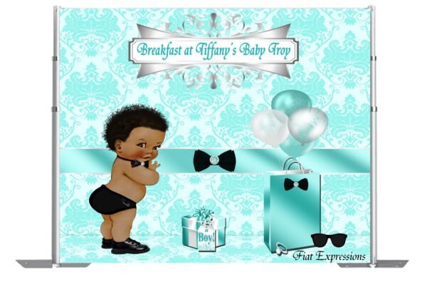 Breakfast at Tiffany's Boy & Gifts Baby Shower Backdrop, Baby Shower Poster, Baby Shower Sign, Baby Shower Prop Digital