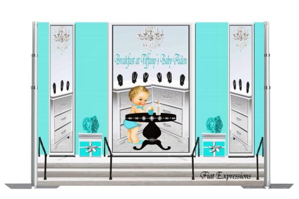 Breakfast at Tiffany's Department Store Boy Baby Shower Backdrop, Baby Shower Poster, Baby Shower Sign, Baby Shower Prop Digital
