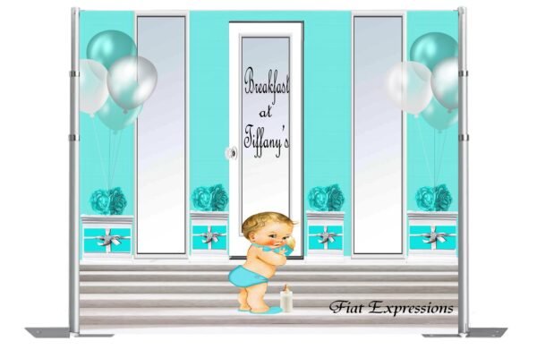 Breakfast at Tiffany's Department Store Little Boy Baby Shower Backdrop, Baby Shower Poster, Baby Shower Sign, Baby Shower Prop Digital