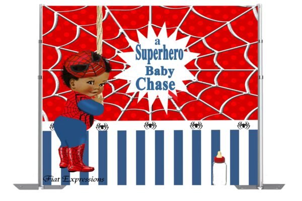 Spider Baby Superhero with Rope Baby Shower Poster Backdrop Digital File