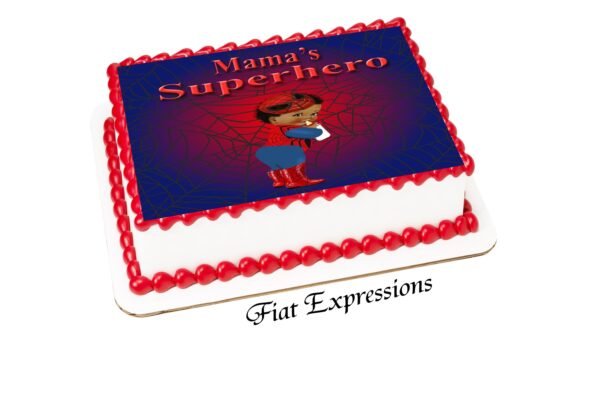 Spider Baby Superhero Blue & Red Baby Shower Edible Cake Image Digital File