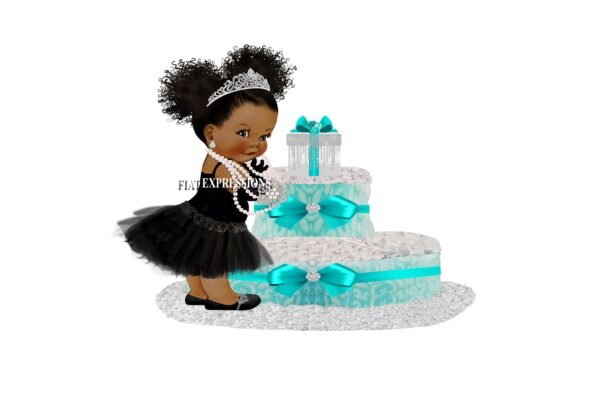 Breakfast at Tiffany's Girl Gift Diaper Cake, 2 Tier Diaper Cake, Breakfast at Tiffany's Baby Shower Centerpiece and Gift