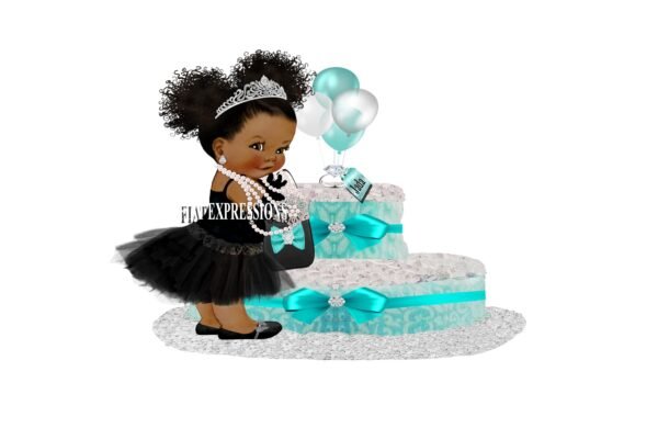 Breakfast at Tiffany's Girl Diaper Cake, 2 Tier Diaper Cake, Breakfast at Tiffany's Baby Shower Centerpiece and Gift