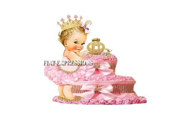 Princess & Royal Gold Carriage Diaper Cake, 2 Tier Diaper Cake, Princess Baby Shower Centerpiece and Gift