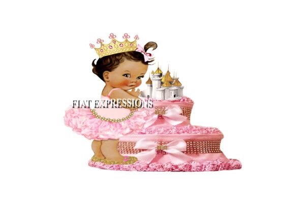 Princess with Gold Castle Diaper Cake, 2 Tier Diaper Cake, Princess Baby Shower Centerpiece and Gift
