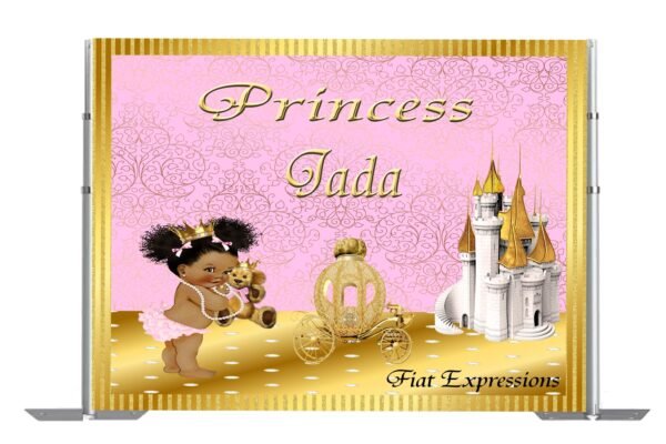 Princess Pink & Gold Bear Baby Shower Backdrop, Poster, Sign, Photo Prop, Baby Shower Backdrop Digital File