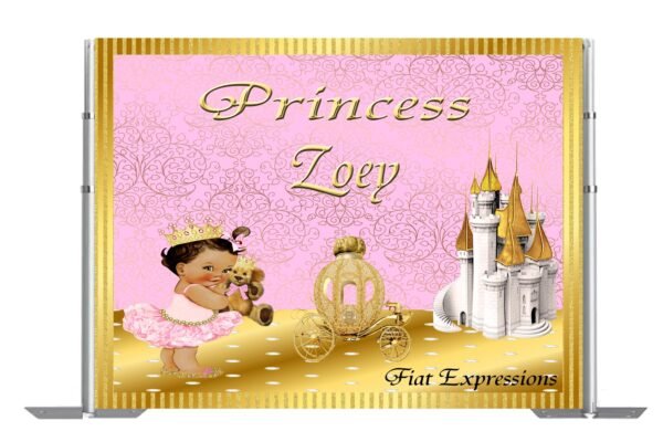 Princess Pink & Gold Castle and Carriage Baby Shower Backdrop, Poster, Sign, Photo Prop, Baby Shower Backdrop Digital File