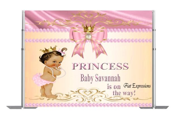 Princess Gold Pink Baby Shower Backdrop, Poster, Sign, Photo Prop, Baby Shower Backdrop Digital File
