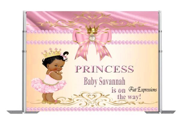 Princess Pink with Gold Crown Baby Shower Backdrop, Poster, Sign, Photo Prop, Baby Shower Backdrop Digital File