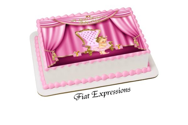 Princess in Tutu Pink Gold Edible Cake Image Digital File
