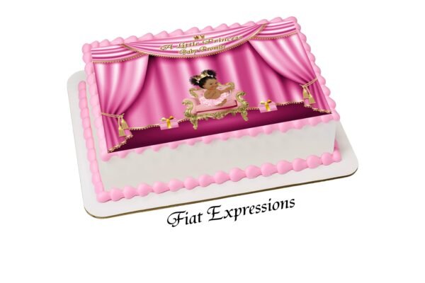 Princess Sitting with Gifts Pink Gold Edible Cake Image Digital File