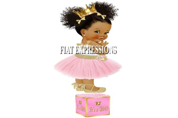 Princess Pink & Gold Pasiley Baby Shower Table Centerpiece