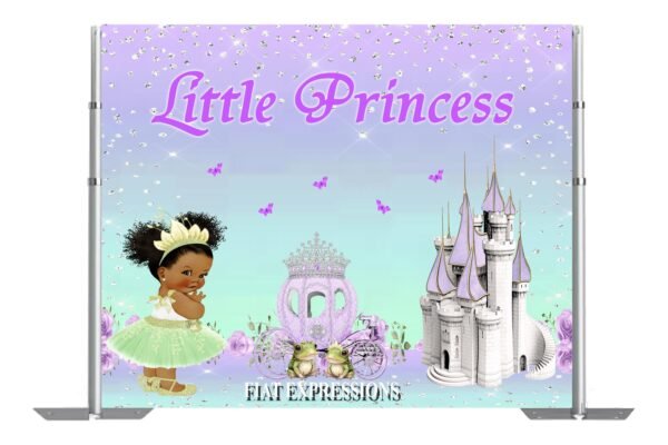 Princess Carriage & Castle Baby Shower Poster Backdrop Digital File, Princess Tiana Themed Backdrop,