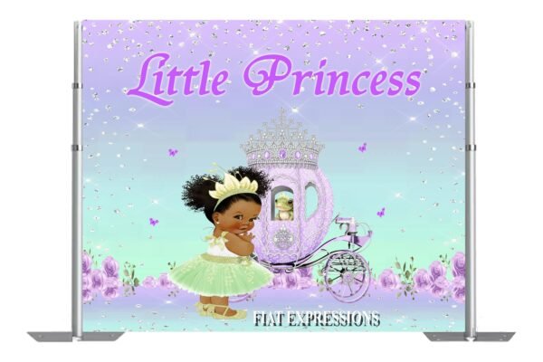 Princess Carriage & Frog Baby Shower Poster Backdrop Digital File, Princess Tiana Themed Backdrop,