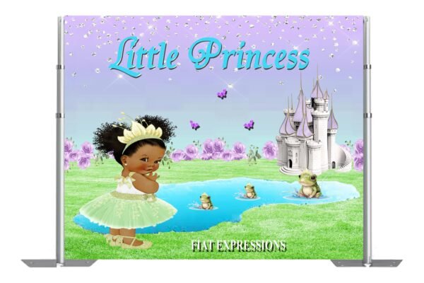 Princess Castle & Frog Baby Shower Poster Backdrop Digital File, Princess Tiana Themed Backdrop,