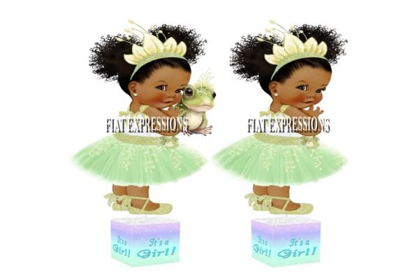Princess Green & Purple Baby Shower Centerpiece Decorations, Princess Tiana Themed Baby Shower Centerpiece