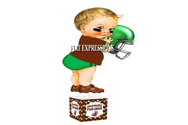 Football Brown & Green Baby Shower Centerpiece, Sports Baby Shower Centerpiece