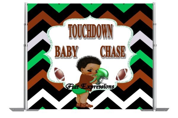 Football Green & Brown Chevron Sports Baby Shower Backdrop, Poster, Photo Prop, Baby Décor, Baby Shower Sign