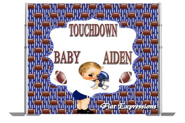 Football & Sports Blue Baby Shower Backdrop, Poster, Photo Prop, Baby Décor, Baby Shower Sign