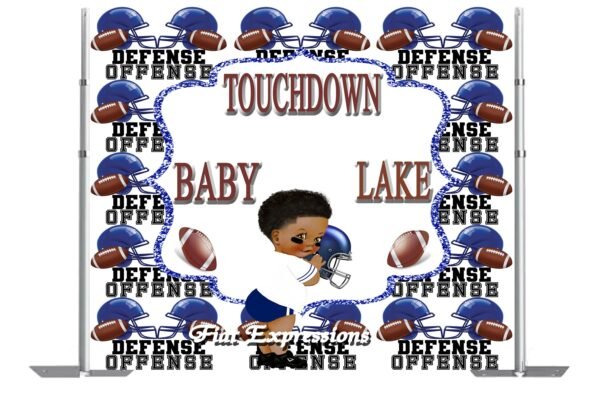 Football Brown & Blue Sports Baby Shower Backdrop, Poster, Photo Prop, Baby Décor, Baby Shower Sign DIGITAL