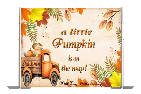 Pumpkin Boy & Truck Baby Shower Backdrop, Autumn Baby Shower Backdrop, Fall Baby Shower Backdrop, Baby Shower Backdrop Digital File DIGITAL