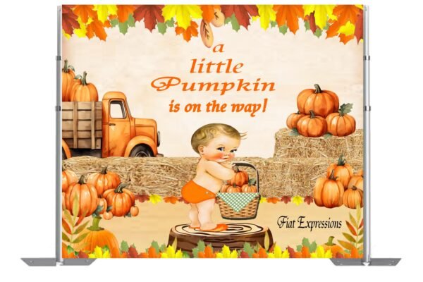 Pumpkin Boy & Basket Baby Shower Backdrop, Autumn Baby Shower Backdrop, Fall Baby Shower Backdrop, Baby Shower Backdrop Digital File DIGITAL