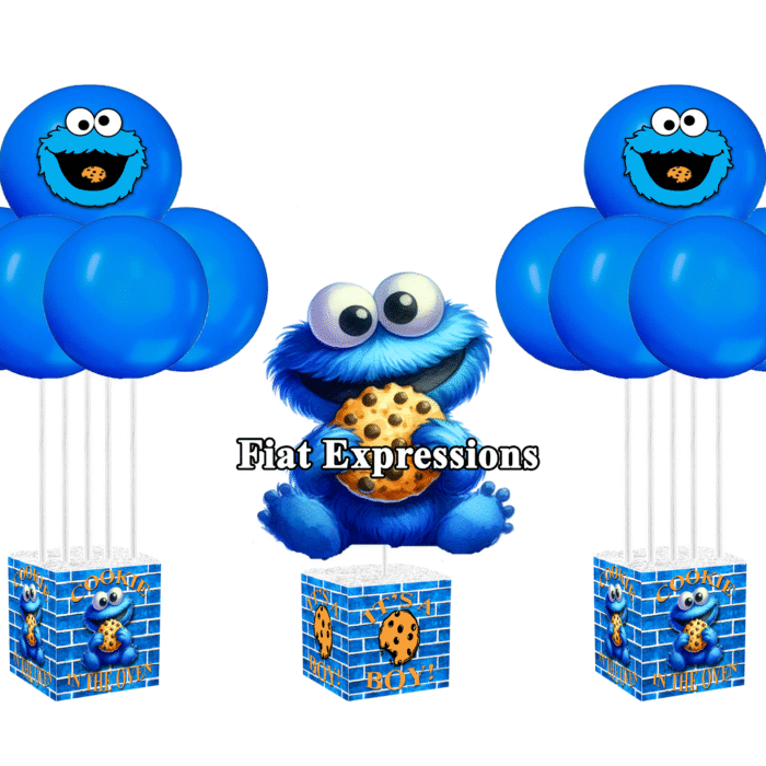 Cookie Monster Themed Baby Shower Boy Balloons and Centerpiece Set