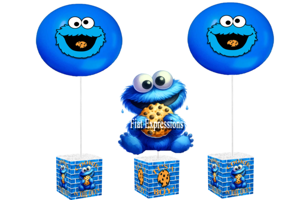 Cookie Monster Themed Baby Shower Centerpiece and Balloons 3 Set or More