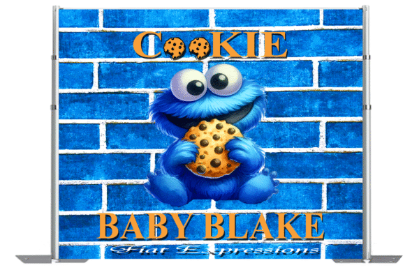Cookie Monster Themed Baby Shower Backdrop BOY