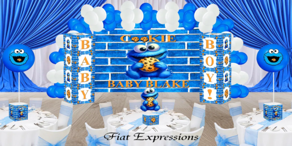 Cookie Monster Themed Baby Shower Centerpiece and Balloons 3 Set or More