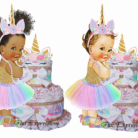 Unicorn Diaper Cake White Gold