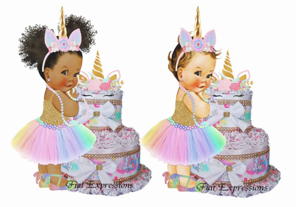 Unicorn Diaper Cake White Gold