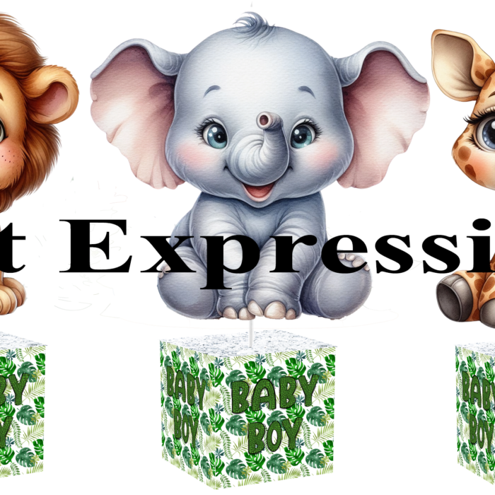 Jungle Safari Baby Shower Centerpiece Green White 3 Set Jungle Safari Baby Shower Centerpiece Green White 3 Set