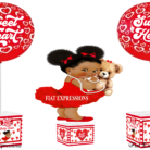 Sweetheart Baby Shower Centerpiece Set Hearts Red White Lines with Bear