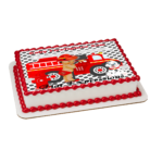 Fireman Truck Baby Shower Edible Cake Image Black White