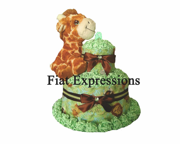 Jungle Safari Diaper Cake Green with Giraffe