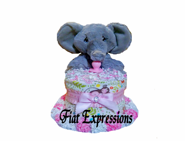 Jungle Safari Pink Girl Mini Diaper Cake
