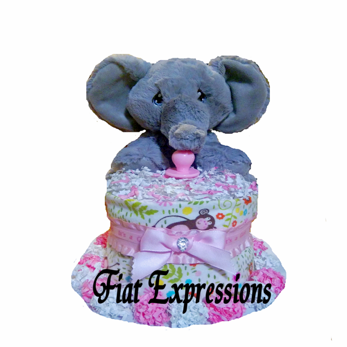 Jungle Safari Pink Girl Mini Diaper Cake Jungle Safari Pink Girl Mini Diaper Cake