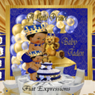 Prince Teddy Bear Baby Shower Kit Royal Blue Gold